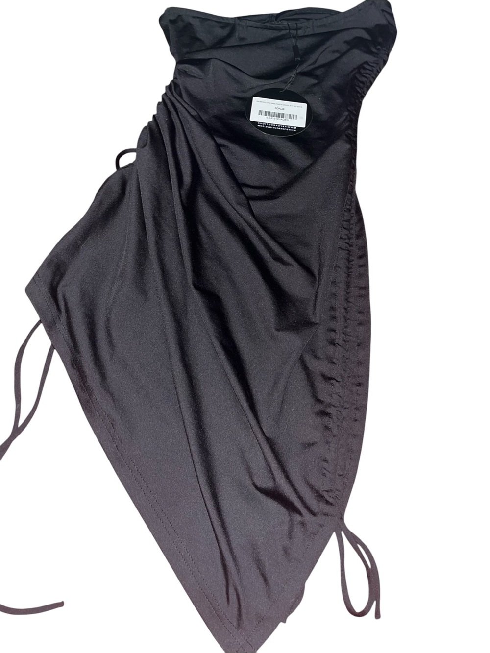 White Fox black  Strapless Ruched Side Tie Dress Size XS